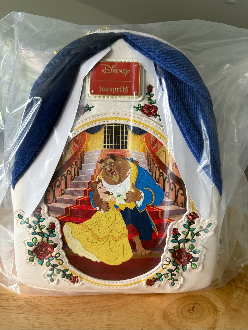 Loungefly Disney Beauty and the Beast White Blue Yellow Mini Backpack